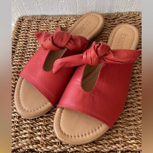 Bueno Women’s Joley Leather Slide Sandals Coral‎ Size 41